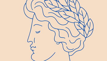 ancient greek man head with laurel