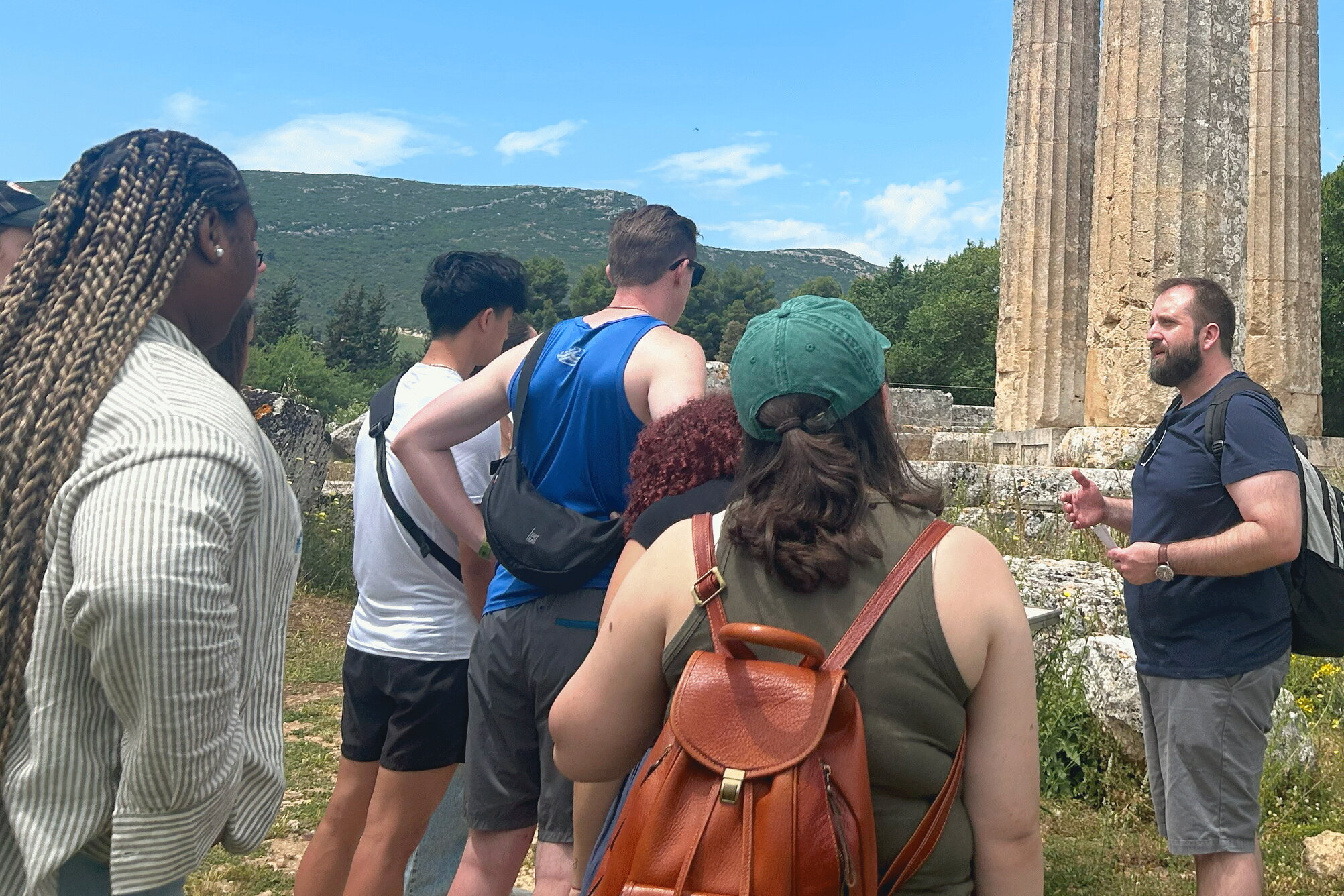 Professor Dan Leon instructing students in Greece