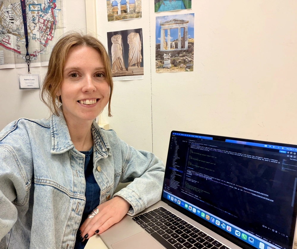 Amelia at work at her desk
